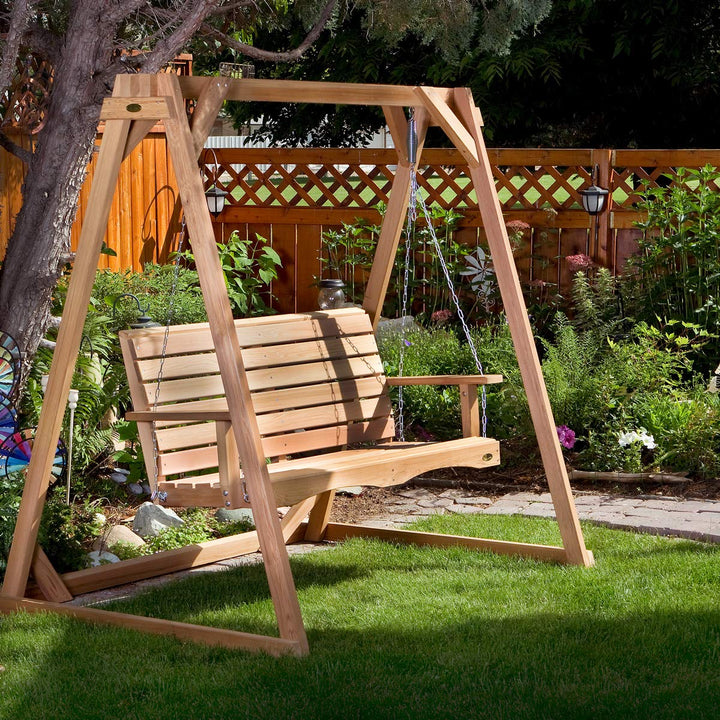 All Things Cedar AF72-S Swing Frame - 6ft Premium Outdoor Swing Stand - Durable Porch Swing Frame with Swing Mounting Hardware - Handcrafted Cedar Wood Compatible with 60" Wide Swings (70x48x68)
