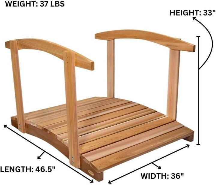 4-Ft Cedar Garden Bridge with Side Rails
