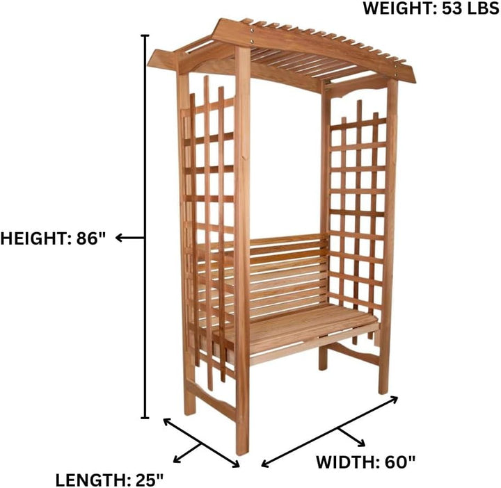 5-Ft Cedar Garden Arbor with Bench Seat