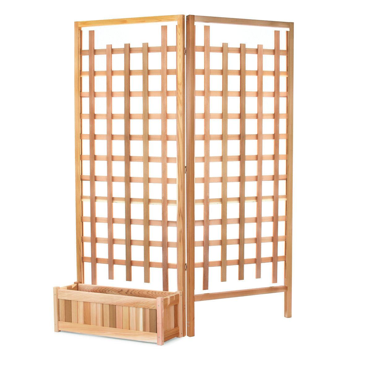 planter with trellis privacy screen Cedar Planter Box with Trellis Privacy Screens Set