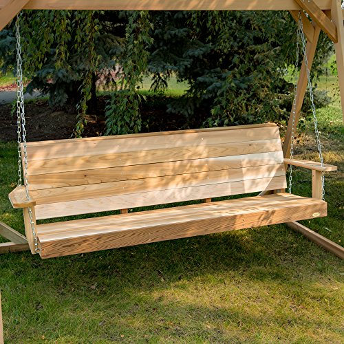All Things Cedar PS70 Premium Porch Swing - 6Ft Outdoor Furniture & Patio Swing -  Comfort Springs, Easy Assembly, Sustainable Outdoor Bench (80.5X 23x 24)