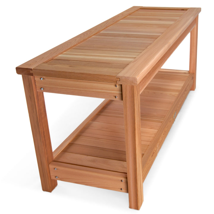All Things Cedar SB44 Deluxe Cedar Sauna Bench - Premium Wooden Seating Bench - Relaxing Bathroom Bench (44x16x19)