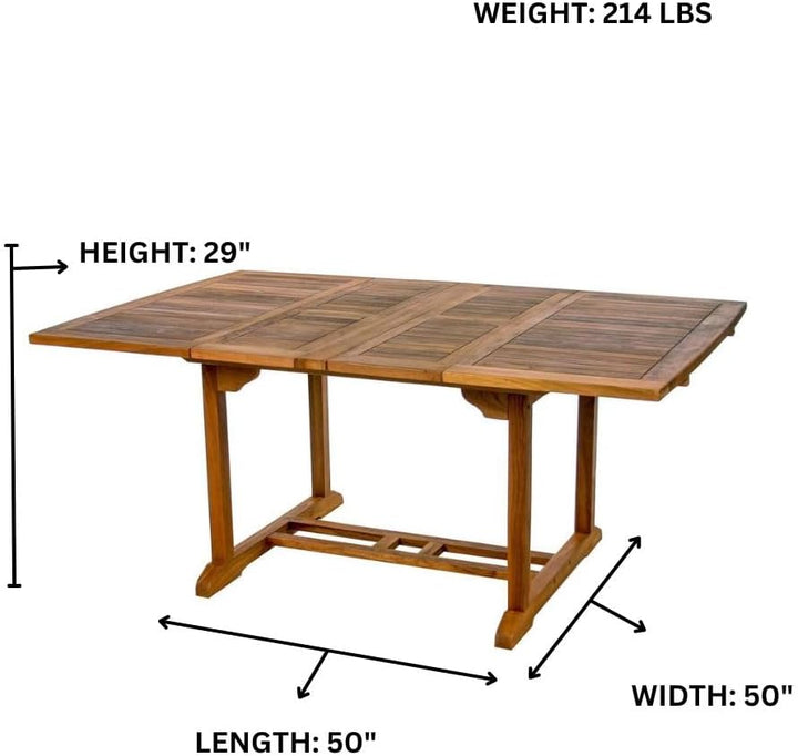 5-Piece Teak Butterfly Extension Table Dining Chair Set with Red Cushions TD72-20-R