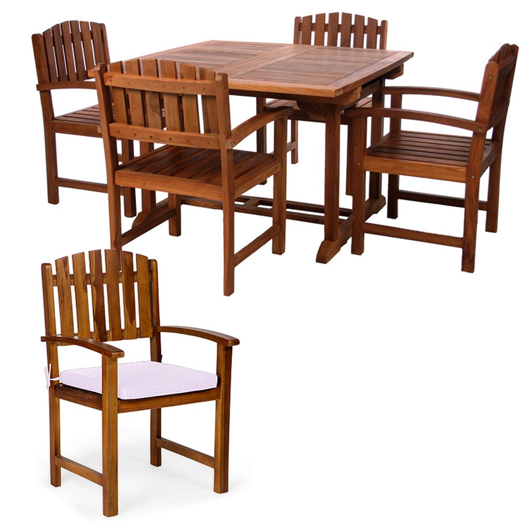 5-Piece Butterfly Extension Table Dining Chair Set with Royal White Cushions TD72-20-RW