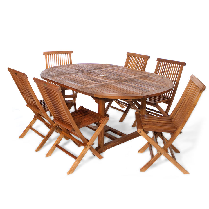7-Piece Oval Extension Table Folding Chair Set TE70-22