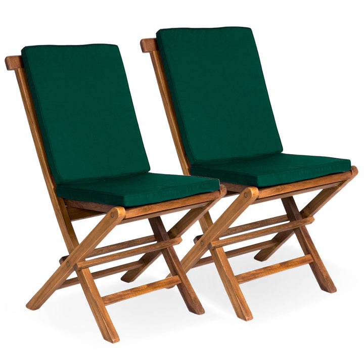 Folding Chair Set with Green Cushions TF22-2-G