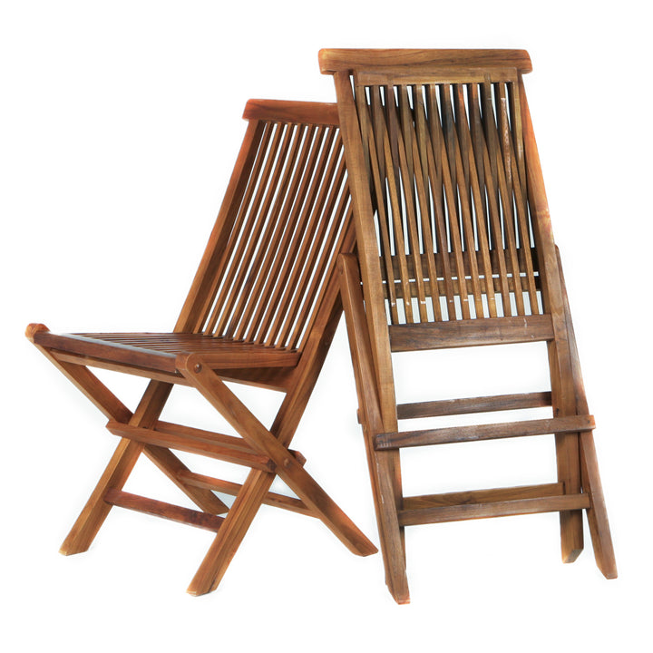 All Things Cedar TF22-2 Teak Folding Chair Set - Outdoor Patio Wooden Foldable Chairs - Portable Outdoor Chairs (18x23x36)