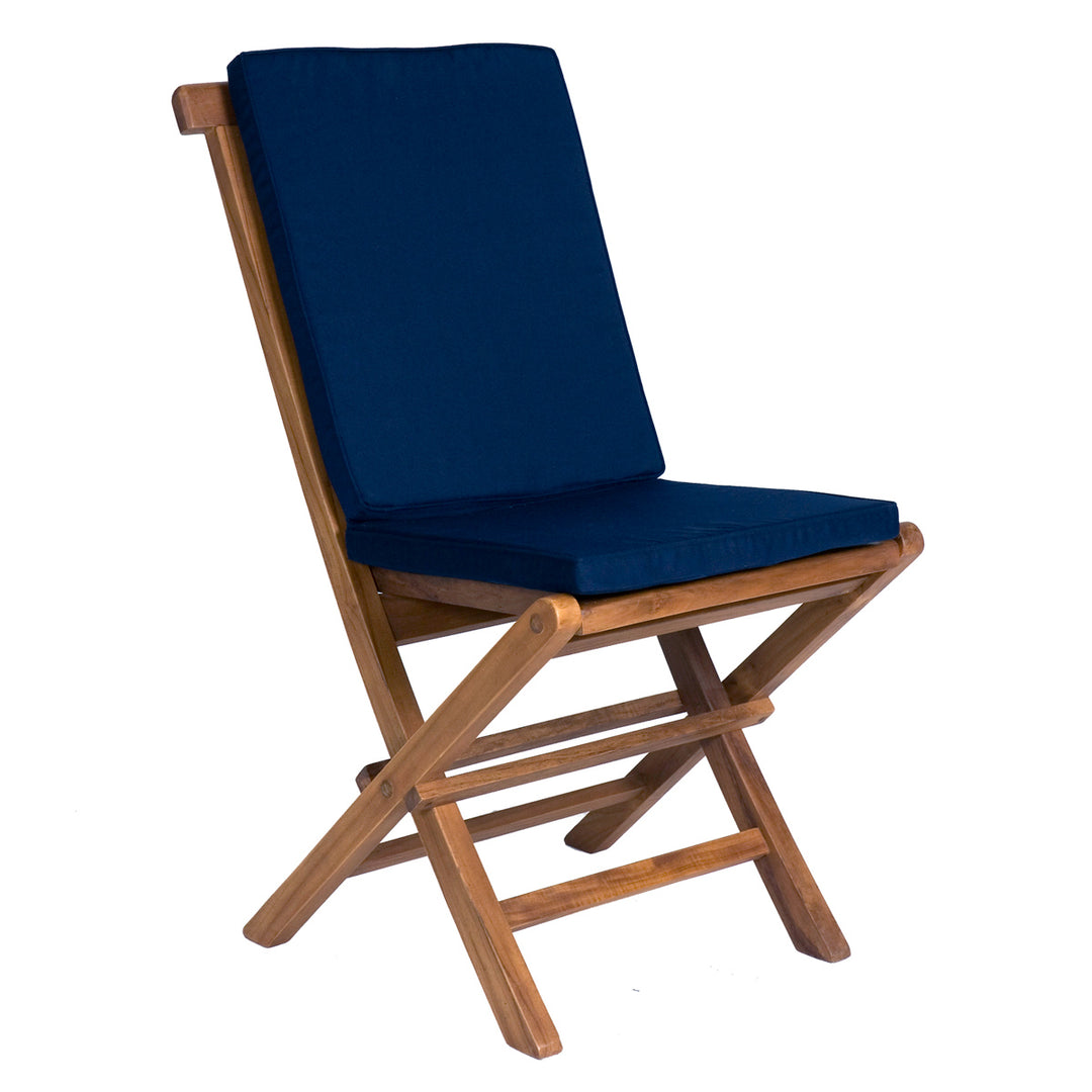 5-Piece 4-ft Teak Octagon Folding Table Set with Blue Cushions TT5P-O-B