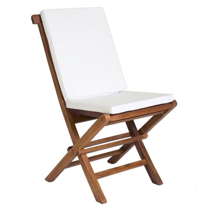 5-Piece 4-ft Teak Octagon Folding Table Set with White Cushions TT5P-O-W