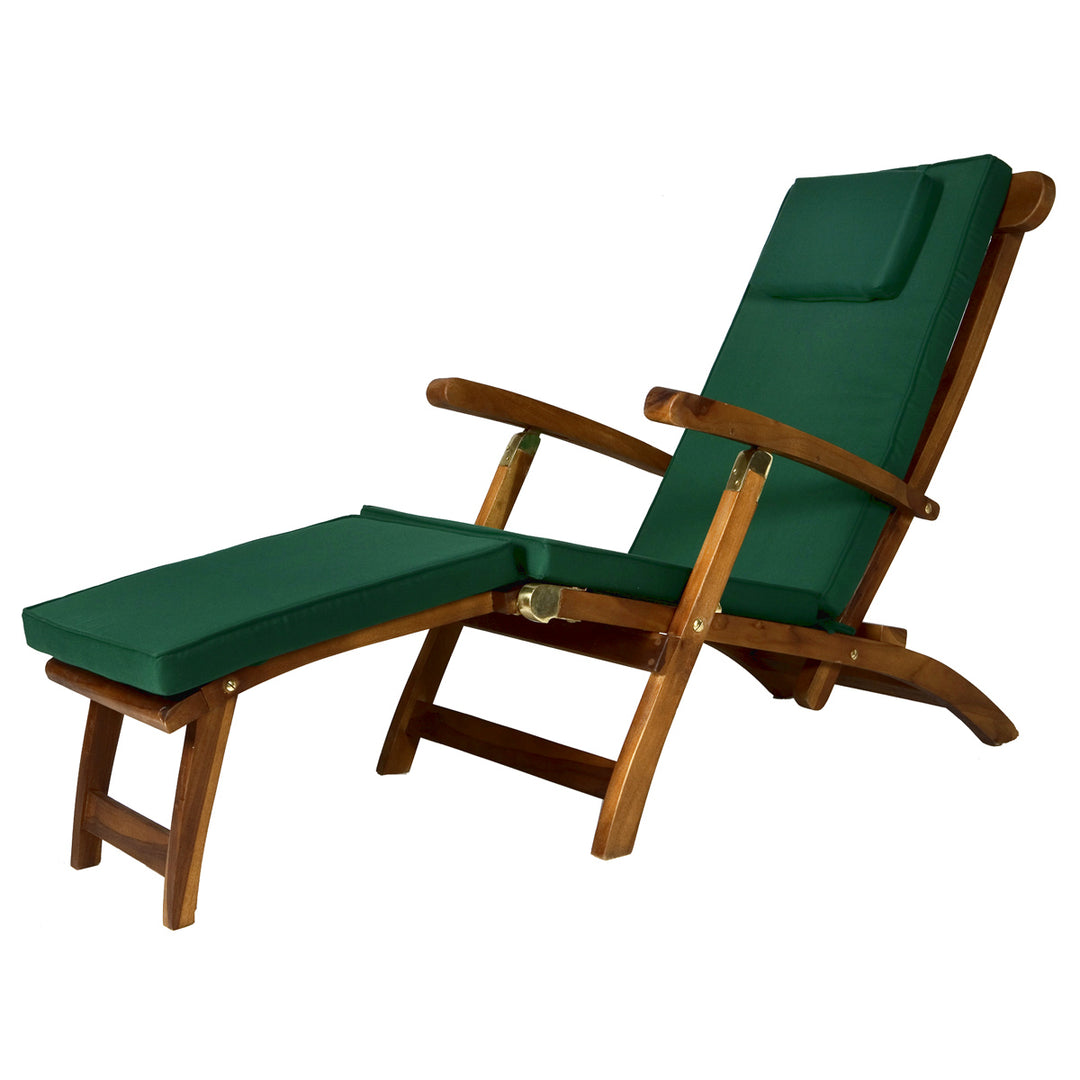 5-Position Steamer Chair with Green Cushions TF53-G