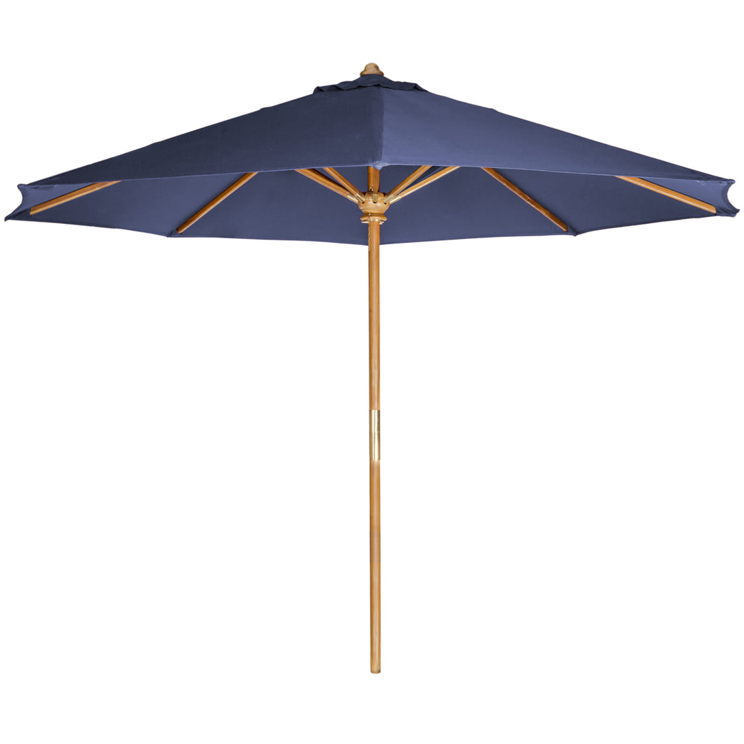 6-Piece 4-ft Teak Round Folding Table Set with Blue Umbrella TT6P-R-B
