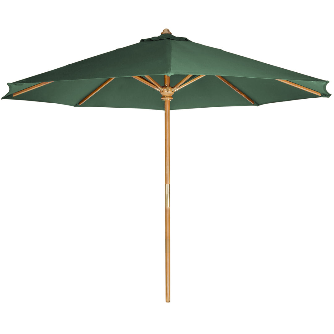 6-Piece 4-ft Teak Round Folding Table Set with Green Umbrella TT6P-R-G