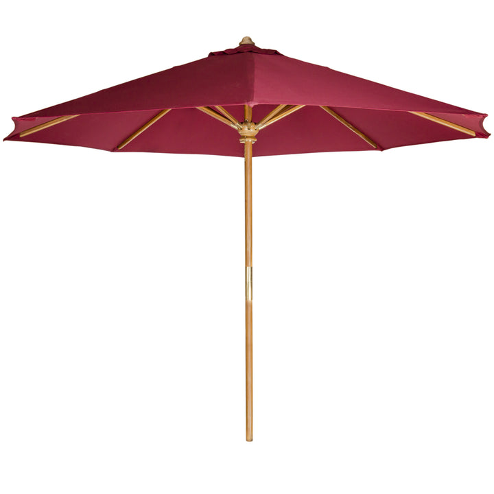 6-Piece 4-ft Teak Octagon Folding Table Set with Red Umbrella TT6P-O-R