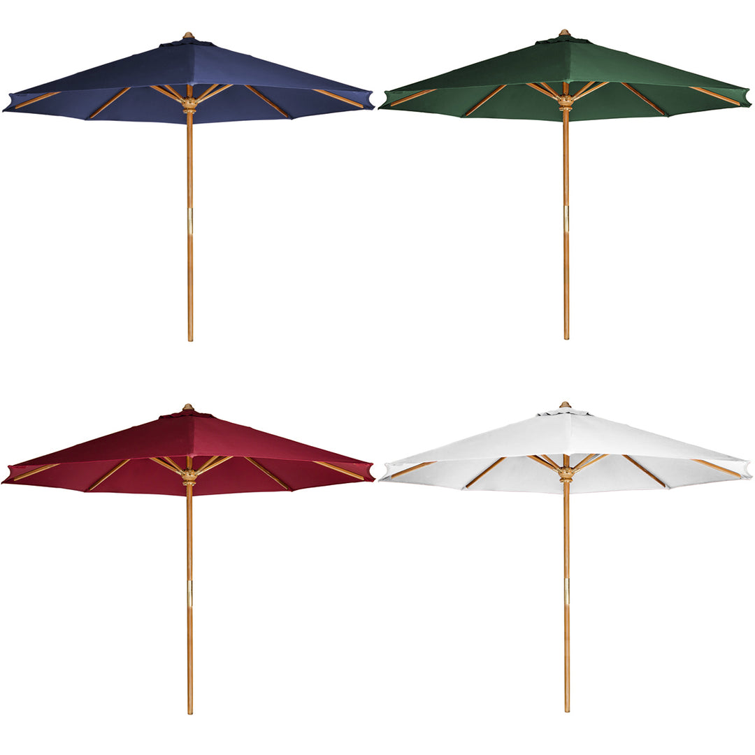 10-ft Teak Market Umbrella with Blue Canopy TU90-B