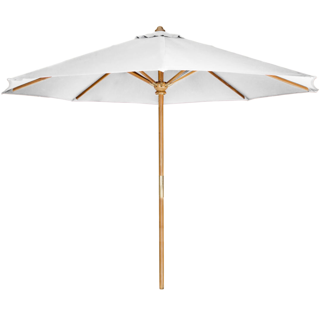 6-Piece 4-ft Teak Octagon Folding Table Set with White Umbrella TT6P-O-W