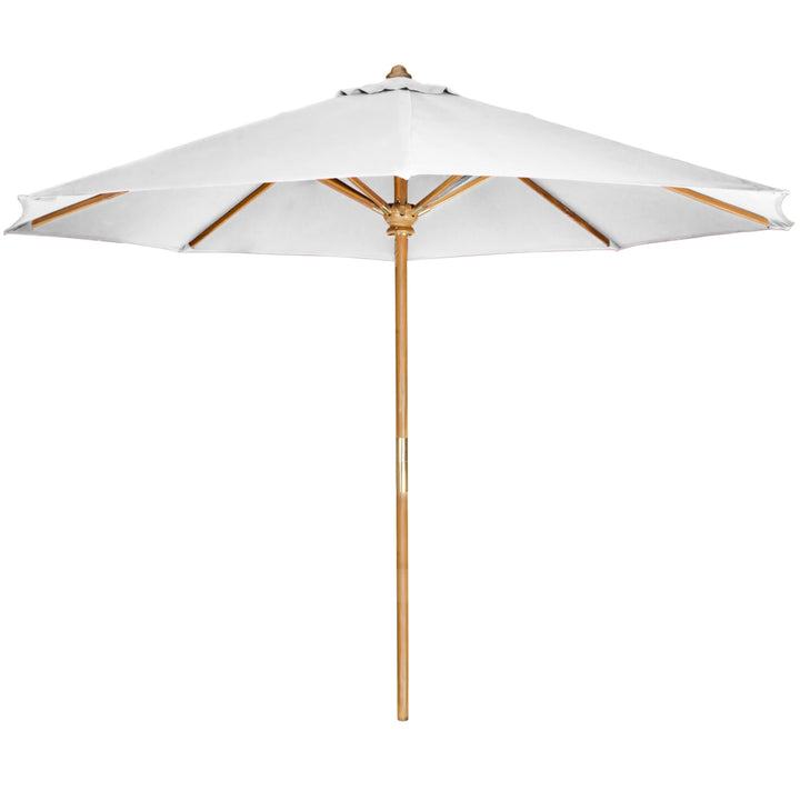 6-Piece 4-ft Teak Round Folding Table Set with White Umbrella TT6P-R-W