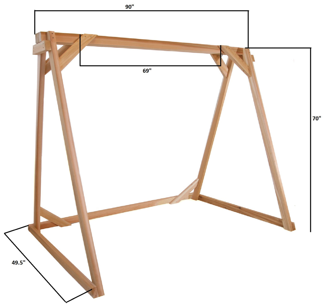 AF90 - All Things Cedar Swing A-Frame - 8ft Premium Outdoor Swing Stand - Handcrafted Cedar Wood Compatible with 60" Wide Swings (90x48x68)