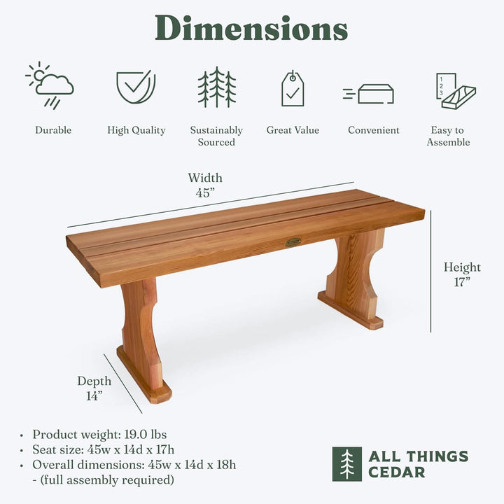 4-ft Cedar Backless Bench BB45