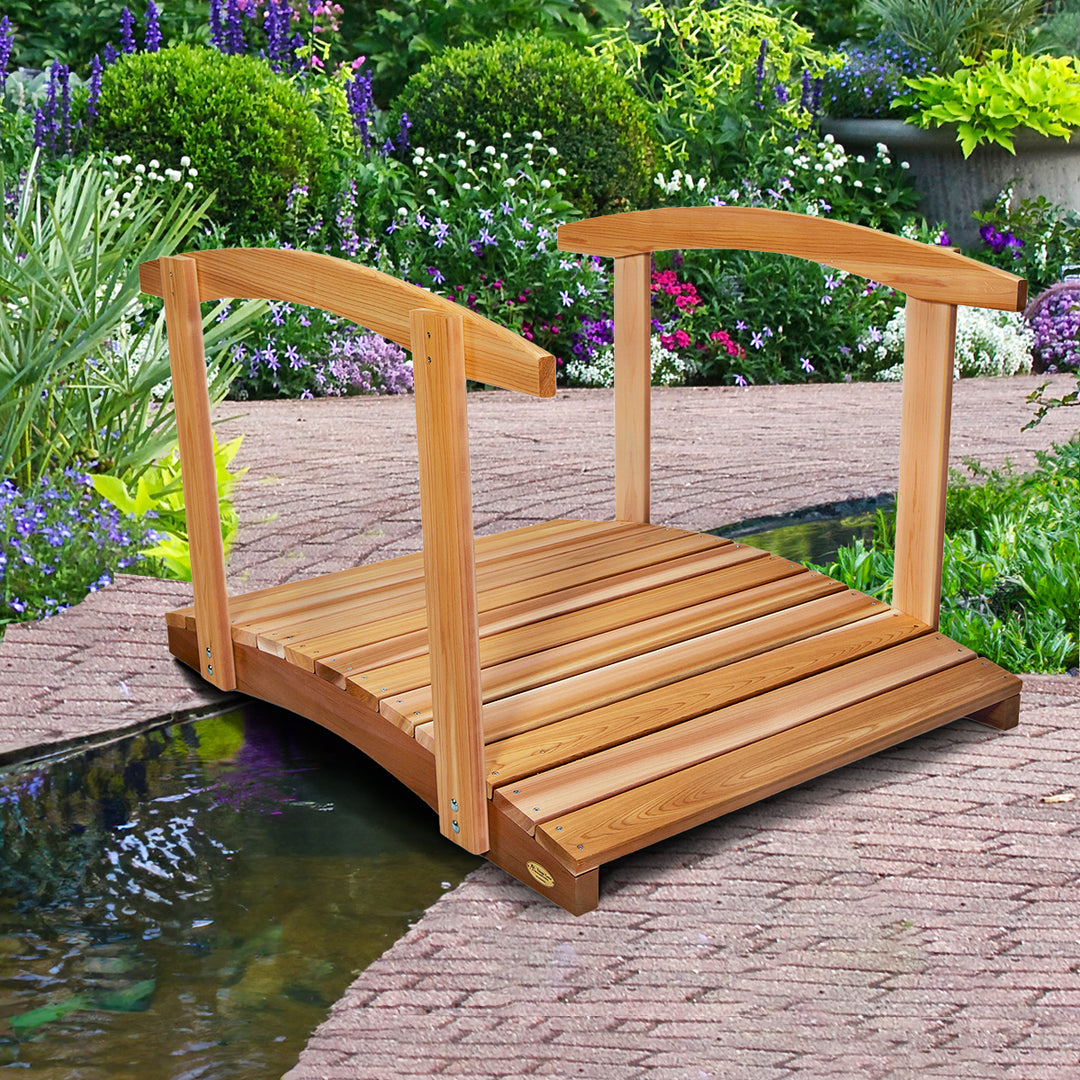 4-Ft Cedar Garden Bridge with Side Rails