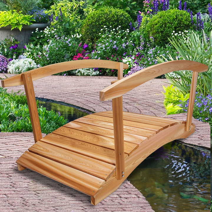 6-Ft Cedar Wood Garden Bridge with Side Rails