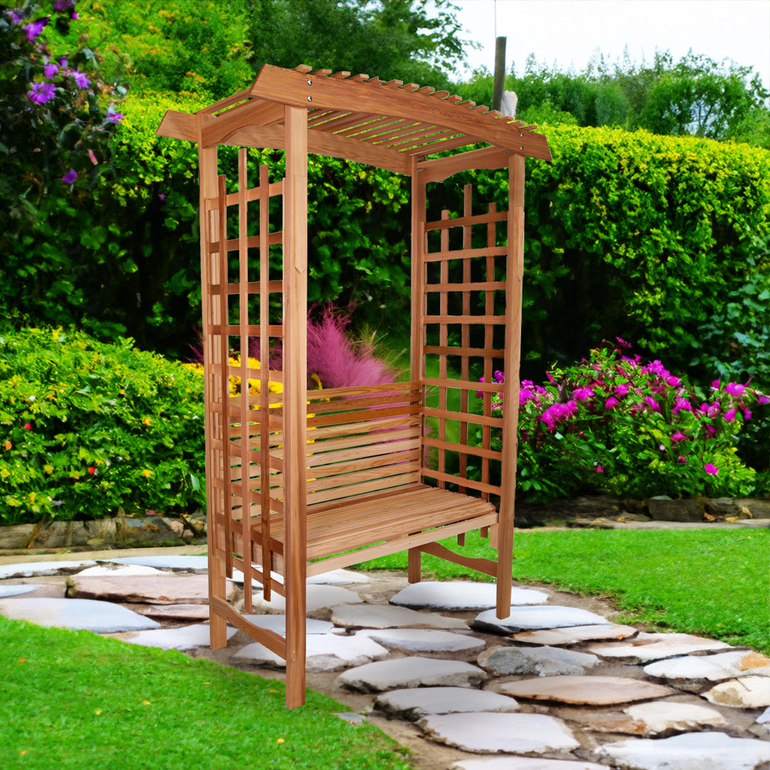 5-Ft Garden Cedar Arbor with Bench Seat