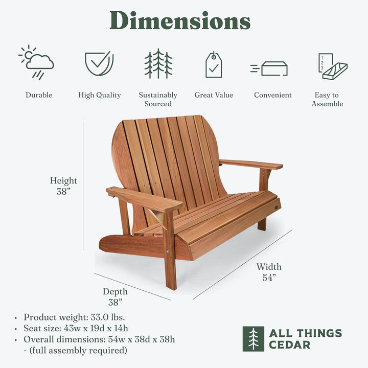 Adirondack Cedar Loveseat Bench LS48