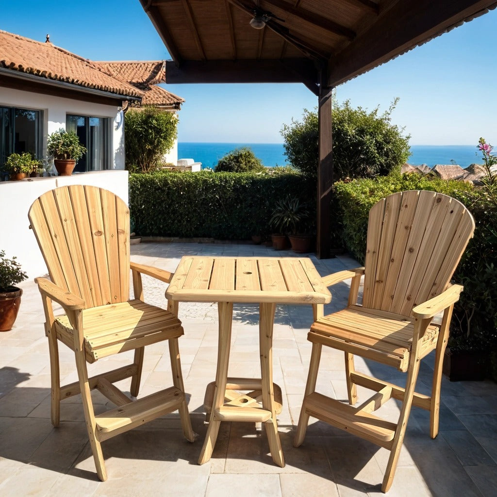 Woodland Bar Height Bistro Set for 2 with 30" Pedestal Table