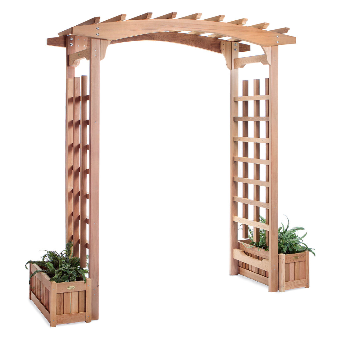 wooden garden arbor  trellis climbing plants outdoor planter box