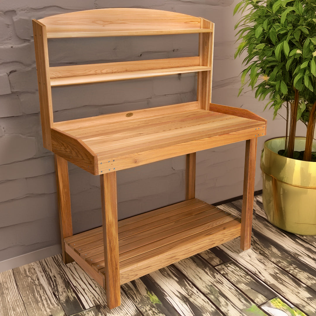 Deluxe Potting Bench Cedar Garden Table