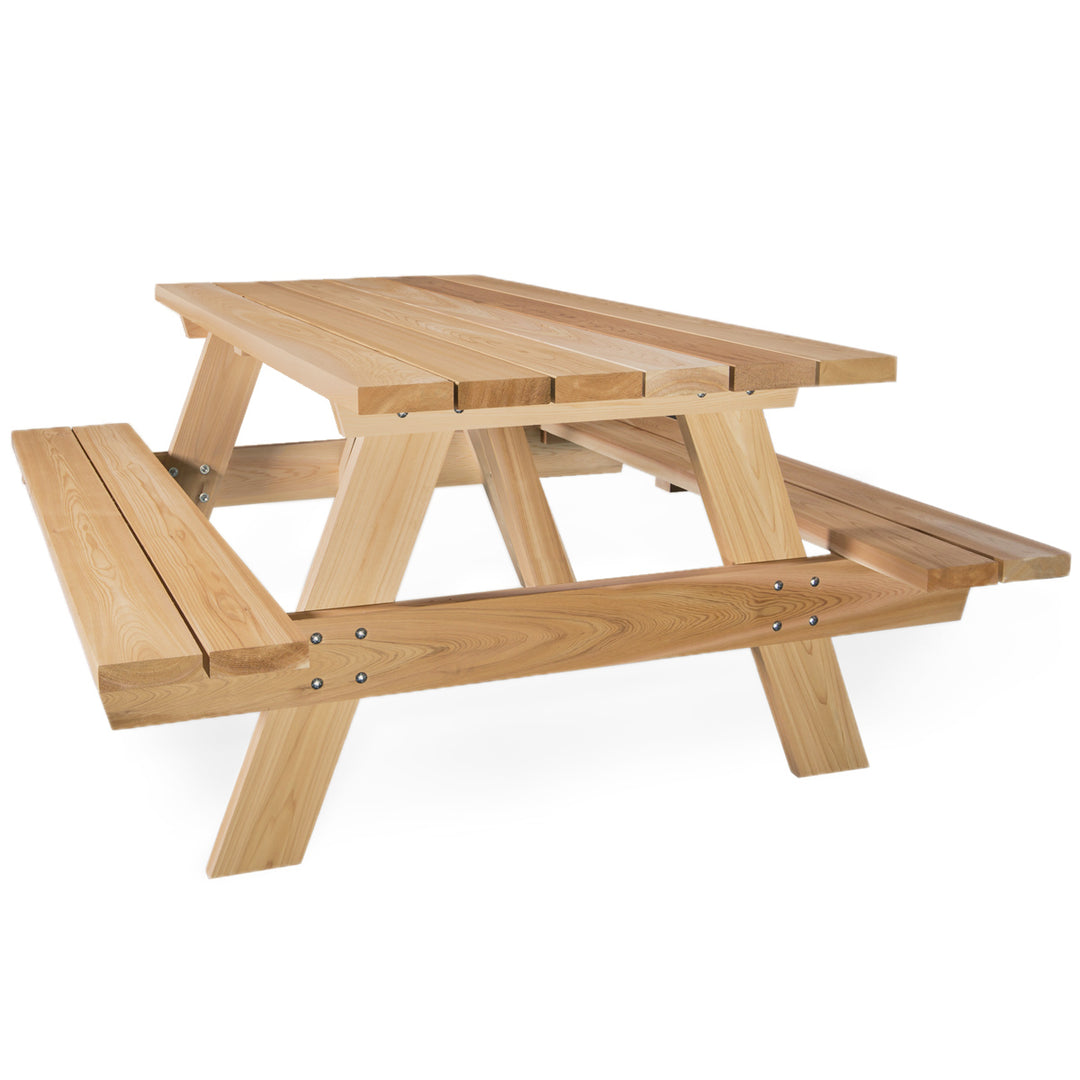 wooden picnic table spacious outdoor bench