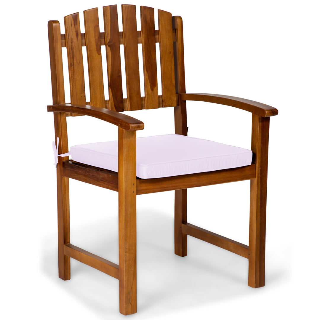 teak dining chair royal white cushion