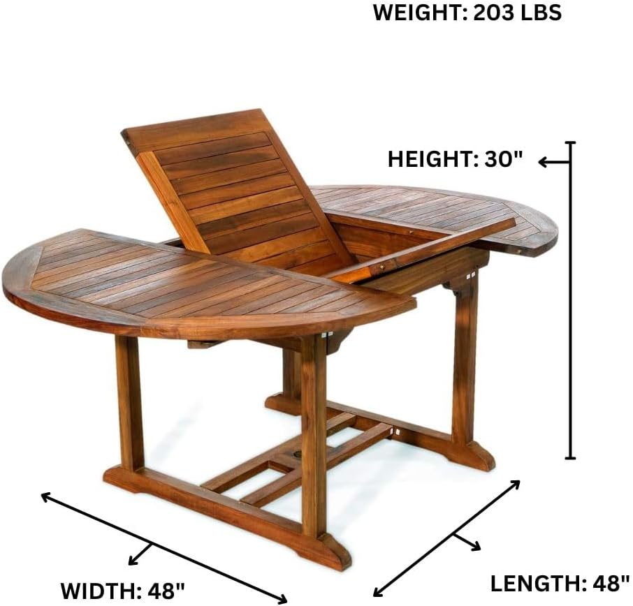 All Things Cedar Teak Extension Patio Table - Thumbnail 3