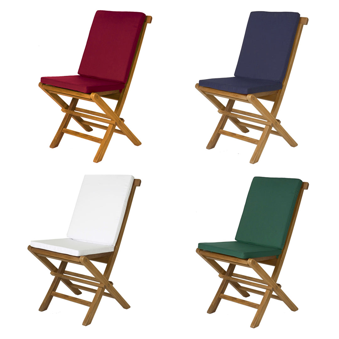  teak wooden folding chairs set white red blue green cushion